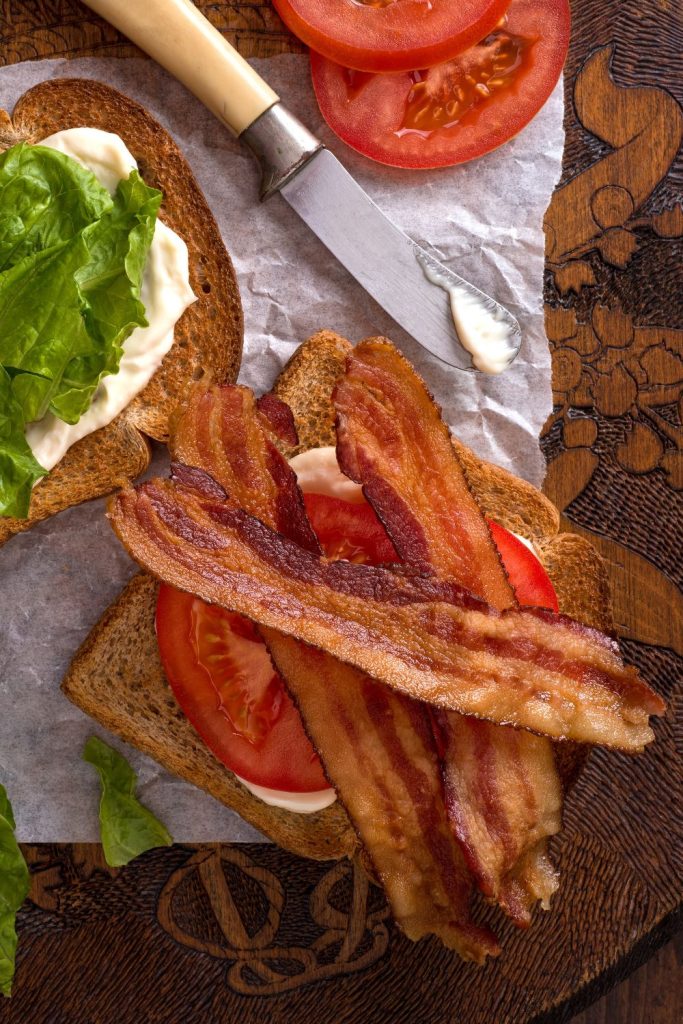 This is bacon on a BLT sandwich.