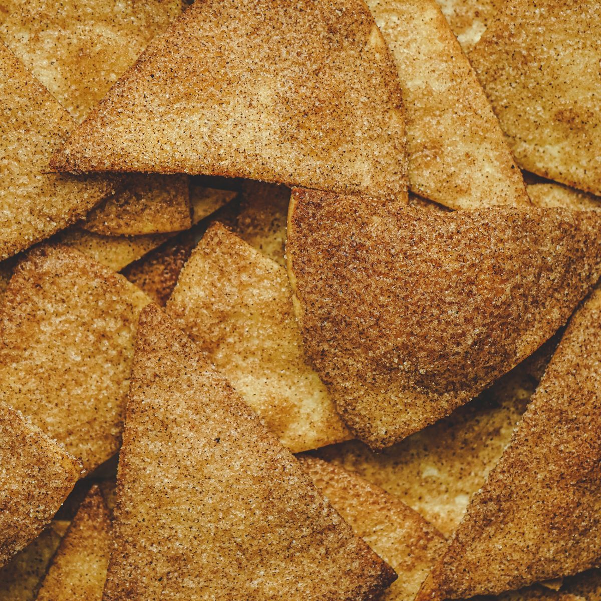 This is a closeup of cinnamon sugar tortilla chips.