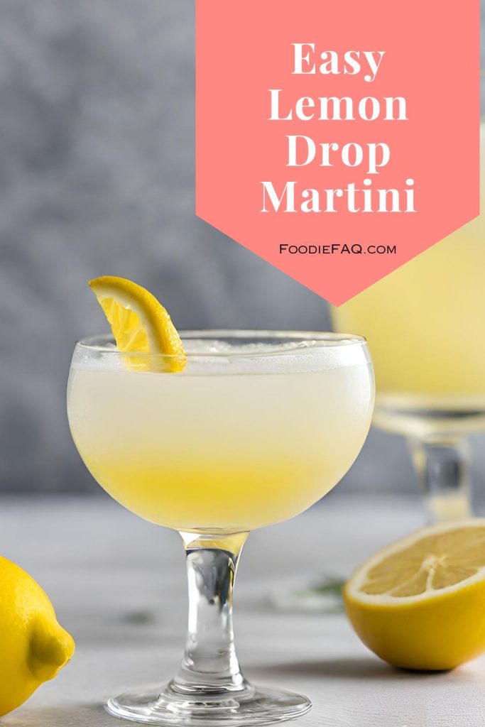 A refreshing lemon drop martini, garnished with a lemon slice.