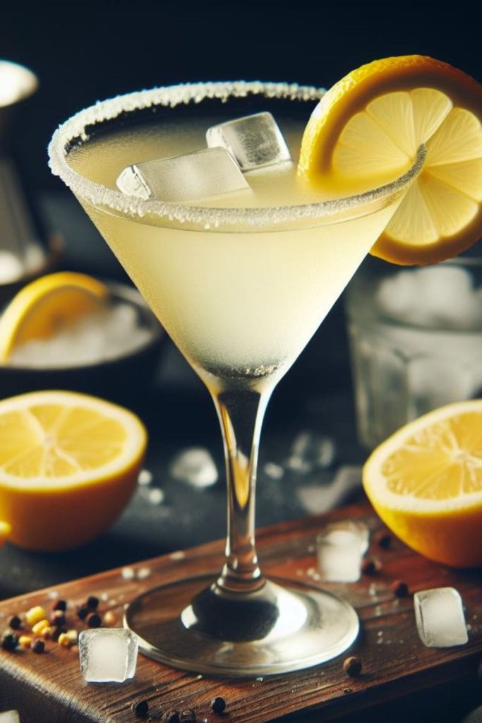 A refreshing lemon drop martini, perfect for a summer day. 